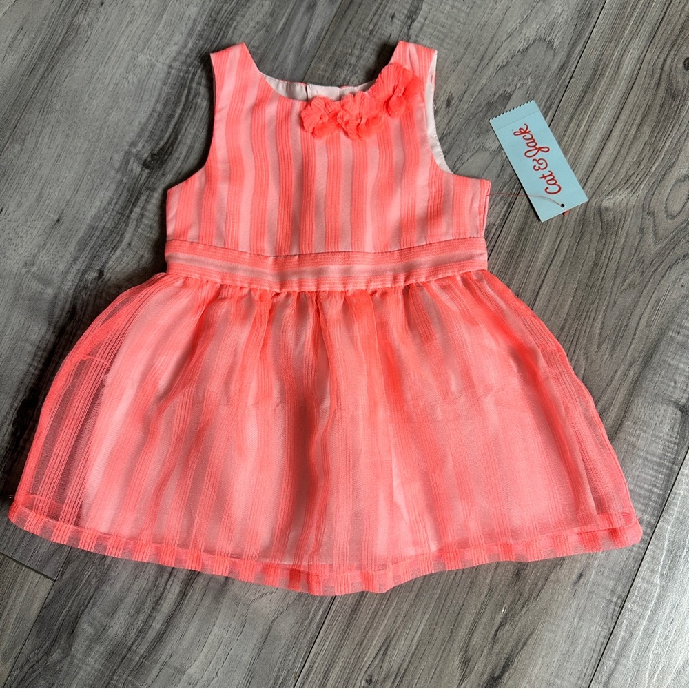NWT- Cat & Jack Coral party dress - size 12 months